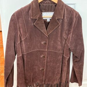 Wilsons Leather Brown Suede Jacket fringe